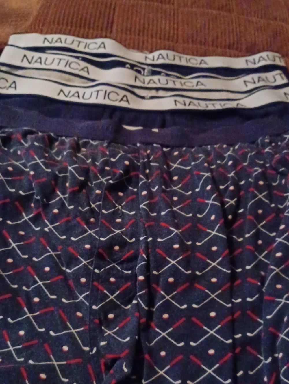 Nautica Navy Boxer Briefs with Red/White Pattern & Blue And Gray Solid Color - 4